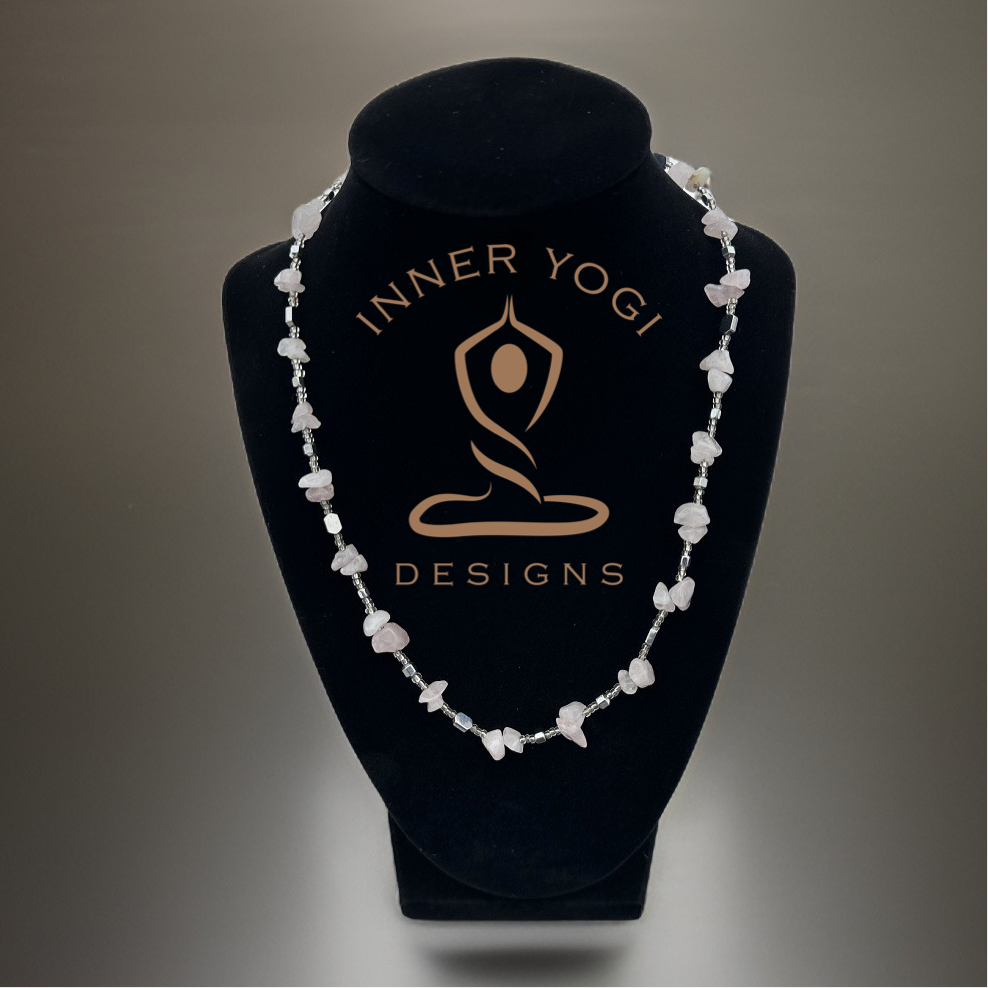 Love's Embrace Necklace: Rose Quartz and Hematite Unison