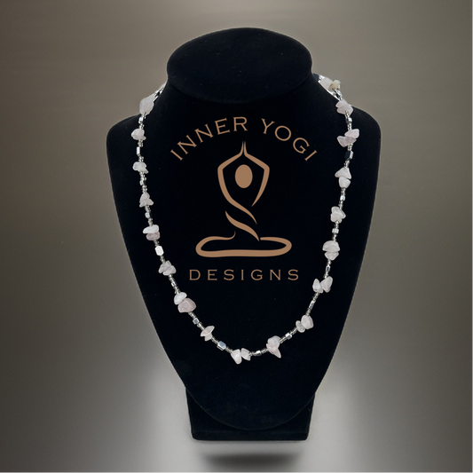 Love's Embrace Necklace: Rose Quartz and Hematite Unison
